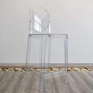 Chaise <span class=keywords><strong>de</strong></span> salle à manger élégante et moderne <span class=keywords><strong>en</strong></span> acrylique, dossier ovale, sans accoudoirs, chaise fantôme transparente, taille personnalisée pour les hôtels et les restaurants - Product Image 1