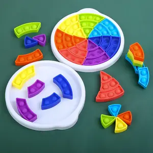 New Design 21 Packs Rainbow Educational Sensory Fidget Toys Push Silicone Stress Reliever Fidget Toys Tray For Kids