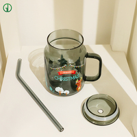 Tasse en verre colorée Offre Spéciale avec couvercle cadeau d'affaires créatif Logo personnalisé tasses à boire résistantes à la chaleur tasse en verre avec poignée