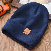 Bonnet en laine jacquard unisexe automne/hiver avec logo lettre et couleur unie pour adultes – Chaleur décontractée pour l'extérieur