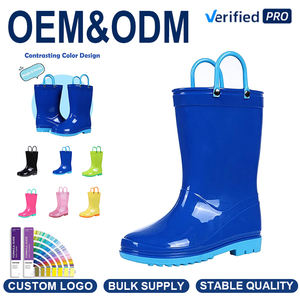 Bottes de <span class=keywords><strong>pluie</strong></span> imperméables en caoutchouc pour enfants en bas âge, garçons et filles, couleurs vives, poignées faciles à enfiler, chaussures de <span class=keywords><strong>pluie</strong></span> d'extérieur - Product Image 1