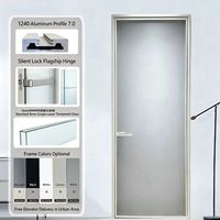 Nouvelle porte battante en verre ultra-mince en alliage titane-magnésium série 7.0, idéale pour les salles de bain et les cuisines