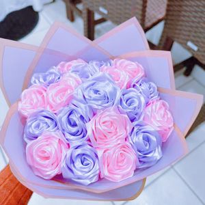 Halbfertige Polyester-Satin-Band-Rosen Vorgefertigte Bandblütenblätter für Unvergängliche Ewige Rose - Product Image 6