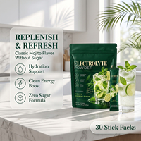 Poudre d'électrolytes OLLI saveur cocktail Mojito, sans alcool, sans sucre, soutien à l'hydratation et à l'énergie, 30 sachets de 150g