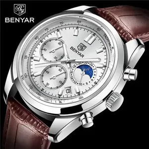 นาฬิกาข้อมือผู้ชาย BENYAR 5193 แบรนด์ส่วนตัว ระบบควอตซ์ โครโนกราฟ สายหนังแท้ ดีไซน์คลาสสิก - Product Image 4