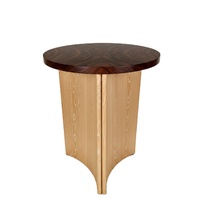 Table d'appoint moderne Wabi-sabi avec plateau en bois de bouleau massif et base en bois de chêne massif, table basse nordique de luxe pour salon, entrée ou hôtel