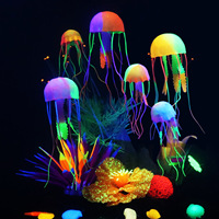 Kit de Décoration Paysagère pour Aquarium PKY : Méduses Artificielles, Coraux et Plantes Aquatiques Flottantes Fluorescentes en Silicone