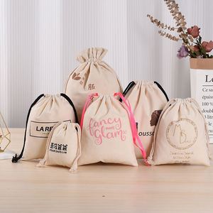 Cotton Canvas <b>Draw</b> String Jewellery Bag Small Pouch Acceptable Custom Design Double String Handbag Shoe Dust Drawstring Bags - Product Image 5