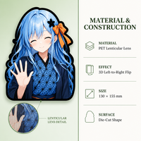 Autocollant 3D de dessin animé en PET, imprimé UV et étanche pour la décoration de voiture, ordinateur portable, réfrigérateur