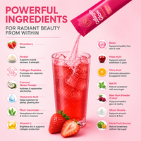 Poudre personnalisée à marque privée avec vitamine C et eau de coco pour l'hydratation et l'éclat de la peau, saveur fraise, poudre de collagène éclatante