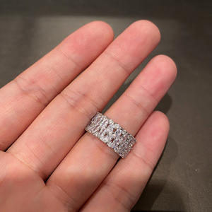 Conjunto de joyas al por mayor, anillo de pulsera ancho de diamante completo de oro blanco, versión estrecha, anillo de pulsera de fiesta de cena a la moda - Product Image 6