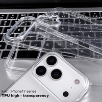 Coque de téléphone transparente en TPU 100% antichoc et anti-traces de doigts avec protection d'objectif et protection 360° pour 17 Pro Max & Air