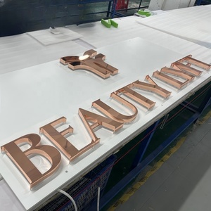 Cartello del marchio di bellezza Custom Logo segno d'oro rosa segno Led 3D segnaletica retroilluminata per la costruzione - Product Image 1