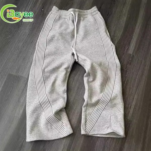 <span class=keywords><strong>Pantaloni</strong></span> Larghi da <span class=keywords><strong>Uomo</strong></span> in Cotone Streetwear con Logo Personalizzato, Joggers Oversize a Gamba Larga con Strisce Laterali - Product Image 3