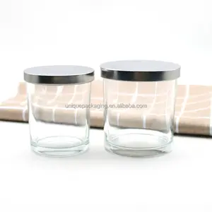 10oz 12oz Frosted White Clear Round Candles Jars Vessel Container Glass Candle Jar with Gold Lid