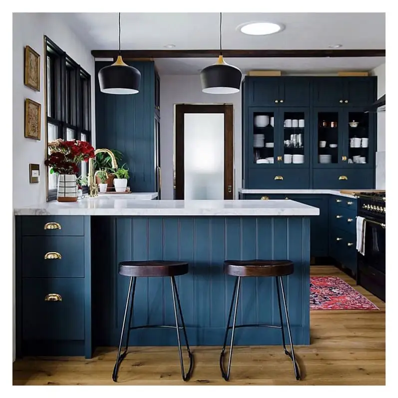 Акриловый настенный мятно-зеленый шкаф Соединенные Штаты Готовые Кухонные шкафы с раковиной