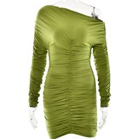 Nouvelle robe moulante plissée à épaules tombantes élégante pour soirée, mini-robe pour femme, tendance