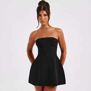 Abito da Clubwear <span class=keywords><strong>Chic</strong></span> da Donna, Gonna a Vita Alta Senza Spalline, Tinta Unita, Linea ad A, Sexy, da Festa, Slim-fit, Mini Abito da Sera Femminile - Product Image 3