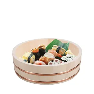 Personalized customization natural pine handmade wooden sushi rice bowl for commercial and household