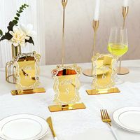 Numéros de table de mariage personnalisables en acrylique doré effet miroir avec support – Décoration de signalétique de mariage de luxe pour cadeaux promotionnels