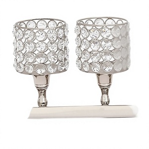 Sparkling Silver <b>Crystal</b> <b>Ball</b> Candelabra Heat Resistant Eco-Friendly Handmade Glass Metal Wedding Party Table Centerpiece - Product Image 1