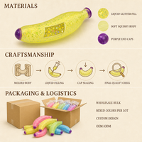 OEM Aangepaste Bananen Squishy Speelgoed Groothandel Transparante Gel Gevulde Glitter Knijp Stress Verlichtende Fruitvormige Speelgoed Distributeur