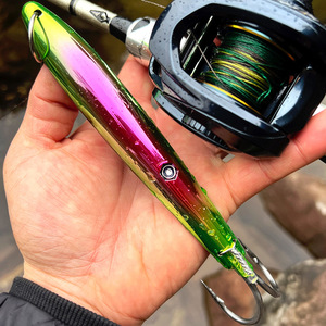 NOUVEAU OEM Leurre de pêche à la traîne en plastique coloré 15g-44g avec double hameçon barbelé et tranchant, appât artificiel pour maquereau, thon, requin, bar. - Product Image 2