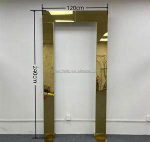 8 फीट लंबा 3 पीस सेट चमकदार सोने की धातु लंबा आयताकार मेहराब शादी के मंच पृष्ठभूमि शादी बैक ड्रॉप सजावट विचार - Product Image 4