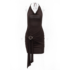 Mujeres <span class=keywords><strong>Sexy</strong></span> Suspender <span class=keywords><strong>Sexy</strong></span> Backless Correa con volantes Cintura alta Slim Fit Espalda abierta Cuello colgante Vestidos <span class=keywords><strong>sexy</strong></span> - Product Image 4