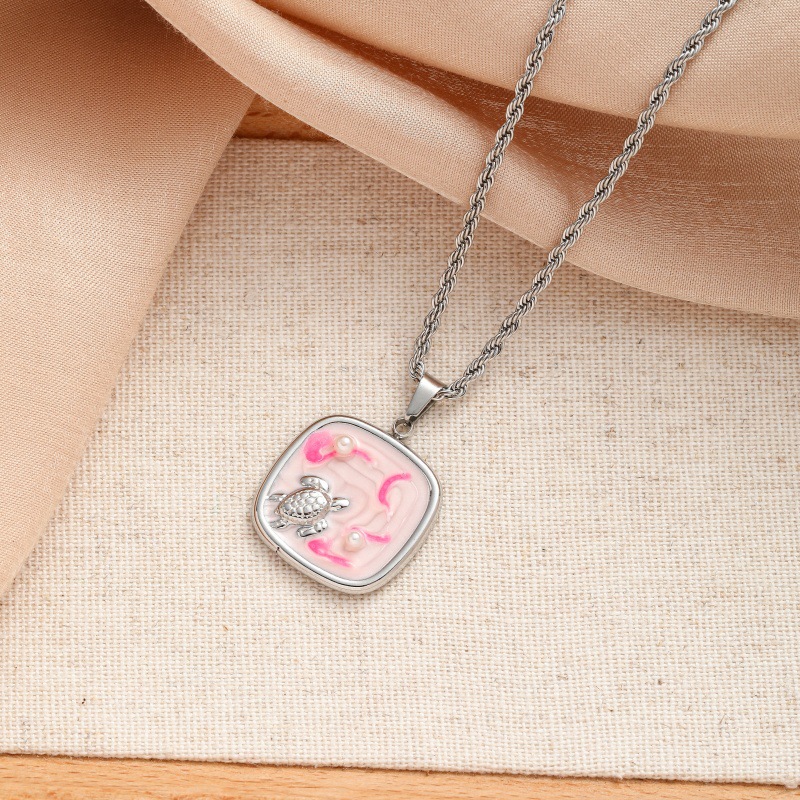 colorful Foundation Turtle necklace - Silver