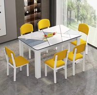 Ensemble de table et de chaises de salle à manger, design minimaliste moderne, blanc, pour la maison, vente en gros