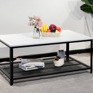 Cross-border furniture living room coffee table set, modern style, metal <b>frame</b>, simple rectangular coffee table, custom - Product Image 2
