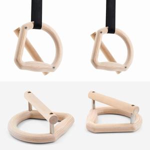 Anillas de Gimnasia de Madera GQK para Entrenamiento, Anillas de Fitness para Entrenamiento de Fuerza, Entrenamiento con Peso Corporal, Equipo de Gimnasio, Anillas Colgantes de Madera de Abedul - Product Image 5
