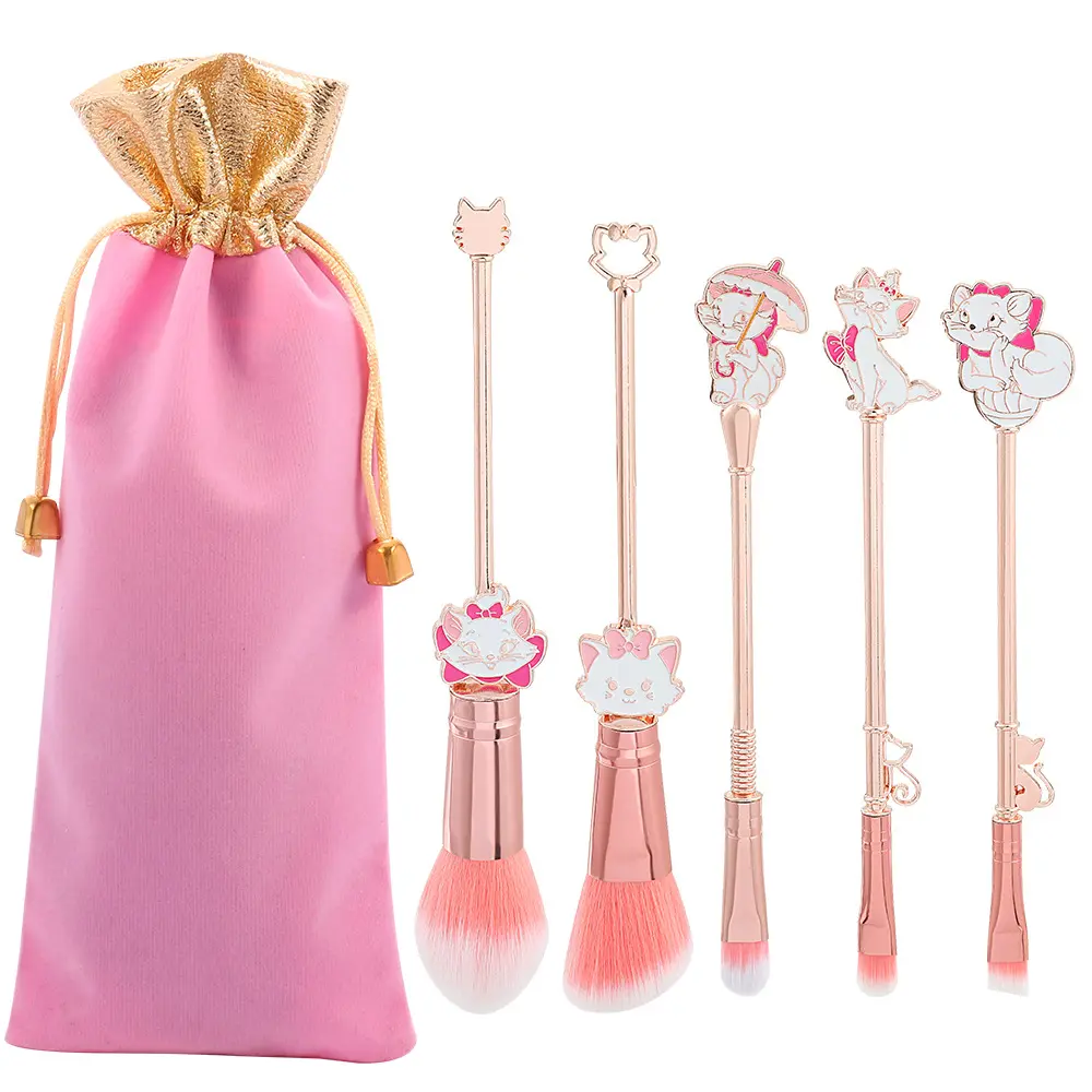 Personaggio dei cartoni animati Marie Cat The AristoCats pennelli per il trucco Set pennello per ombretti in oro rosa rosa per regalo per ragazze