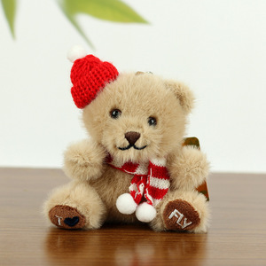 Vente en gros de porte-clés pour couple, sac d'école, cadeau de noël, ours en peluche, écharpe, pendentif, peluche super douce, maille PP coton, soulagement du stress - Product Image 5