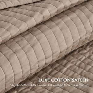 Ensemble de couette en satin de coton, taille Queen, couvre-lit en coton pré-lavé avec surpiqûres en chaîne, 3 pièces, ensembles de literie légers et doux - Product Image 6