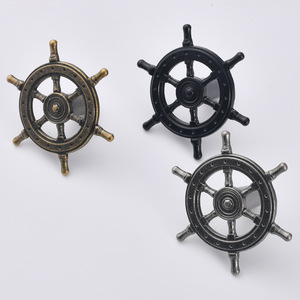 Ship Wheel Furniture Handle Antique Bronze Zinc Alloy Cabinet <b>Knob</b> Mediterranean Style Round Steering Wheel Decor - Product Image 1