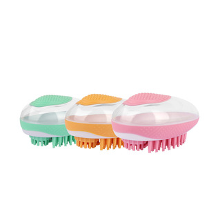 Cepillo de baño para perros, cepillo de baño para mascotas, champú de masaje, cepillo de baño con dispensador de jabón y champú, cerdas de silicona suave - Product Image 1