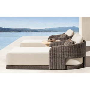 เก้าอี้พักผ่อนหวายกลางแจ้งสำหรับสวน วิลล่า โรงแรม ระเบียง สระว่ายน้ำ ชายหาด ดีไซน์ยุโรปเหนือ โครงอะลูมิเนียม - Product Image 5