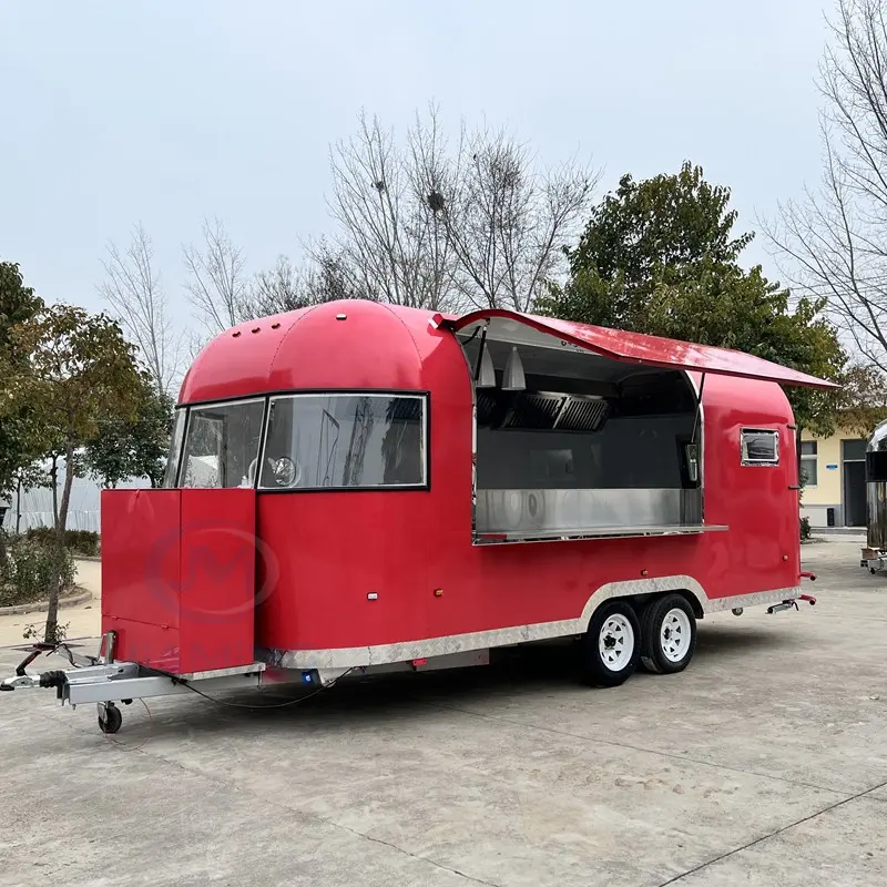 Recém-atualizado aço inoxidável ônibus reboques, personalizado comercial food trucks, espelho camping caravanas