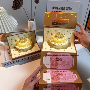 <span class=keywords><strong>Carte</strong></span> de vœux en papier perlé rouge avec musique et éclairage tridimensionnel pour enfants, pour le Nouvel An et les anniversaires - Product Image 3