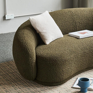 Conjunto de sofá Seccional de terciopelo de peluche moderno italiano Diseño minimalista simple Dormitorio grande Sala de estar Sofá De Luna - Product Image 6