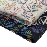 Tissu Jacquard Coloré à l'Alphabet, Tissé, Lourd, Teint en Fil, Polyester/Coton, pour Sacs, Housses de Coussin, Tapisserie
