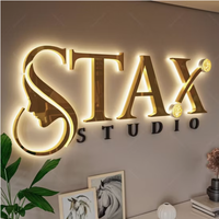 Logotipo Personalizado con Retroiluminación LED, Letrero Comercial de Metal con Luz, Logotipo 3D Iluminado para Publicidad en Paredes Exteriores