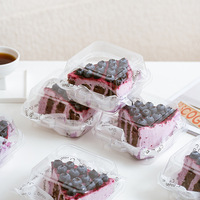 Emballage carré tendance pour gâteaux bento, idéal pour tiramisu en tranches, pâtisseries et desserts, emballage transparent portionné de qualité alimentaire