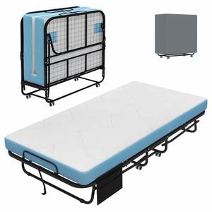 Cama Plegable LUXMARS 2024 con Colchón de Espuma Viscoelástica, Estructura Súper Resistente y Robusta, Ruedas Portátiles, para Oficina, Sala de Estar, Comedor, Tela y Metal - Product Image 1