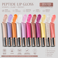 Gloss à lèvres hydratant et repulpant au peptide OEM, effet brillant gelée, SPF 20, longue tenue, végétalien