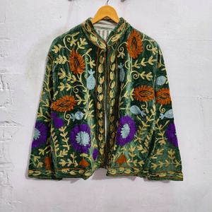 Suzani Embroidered <b>Velvet</b> Short Casual Sweet <b>Jacket</b> <b>Women</b> Breathable Handcrafted Artisan Custom Cotton decent design - Product Image 1