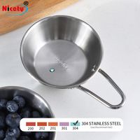 Bol de cuisson en acier inoxydable 304 personnalisable avec poignée, bol rond doré argenté coréen pour restaurant, bol à vin de riz