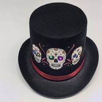 Cappello a Cilindro Luminoso a LED con Teschio di Zucchero per il Giorno dei Morti, Cappello Luminoso a LED per Feste di Halloween